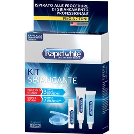 Rapid White Teeth Whitening Kit - Includes Accelerator (6ml), Bleach Gel (13ml), Express White Toothpaste (14ml), Soft Mask with Case, Colour Change, Mint Flavour