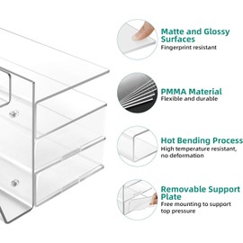 MASTLU Acrylic Keyboard and Mouse Storage Rack,3-Tier Keyboard Display Stand,keyboard Mouse Holder Stand with Controller Holder,Space Saving Desktop Organizer for Home and Office (Acrylic Clear)