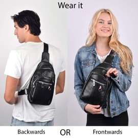 Westend Crossbody Leather Sling Bag Backpack with Adjustable Strap