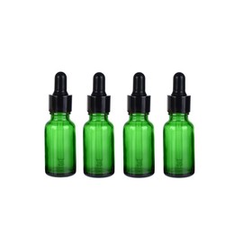 4Pcs 0.3 Ounce Green Glass Dropping Bottles with Glass Eye Dropper Round Empty Cosmetic Dispenser for Essential Oil Perfume Aromatherapy