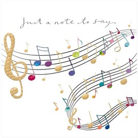 Noel Tatt General Just A Note to Say Card - Multicoloured Music Notes - Eco-Friendly and Recyclable