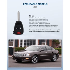 ECCPP OHT692713AA 1x CCar Key Fob Keyless Entry Remote for Chrysler Aspen Town & Country for Dodge Caravan Durango Nitro for Jeep Compass Patriot Wrangler(and More)