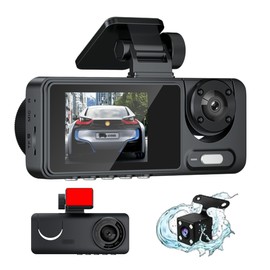 Jeshua Mukong 3 Channel Dash Cam Front and Rear Inside, 1080P Dash Camera for Cars, G-Sensor,Dashcam 170 Wide Angle, RecordingSuper Night Vision, Parking Monitor, Dash Camera for Cars