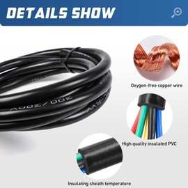 Yuanjoy Car Cable, 0.5 mm² Multi-Core Trailer Cable, 12 V 24 V 48 V Vehicle Cable, for Camping Cables, Caravans, Trucks, Industrial, 7 Core Black Cable, 5 Metres