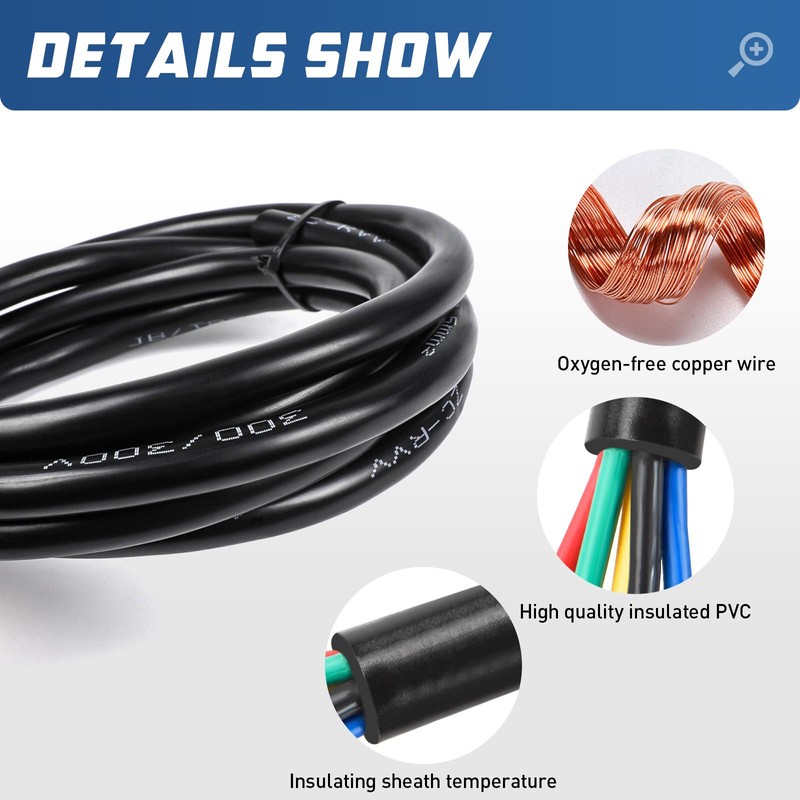 Yuanjoy Car Cable, 0.5 mm² Multi-Core Trailer Cable, 12 V