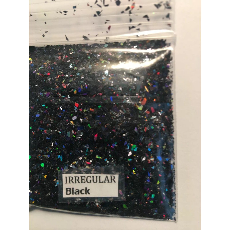the glitters world Solvent Resistant IRREGULAR shape Glitter (Black) Nail