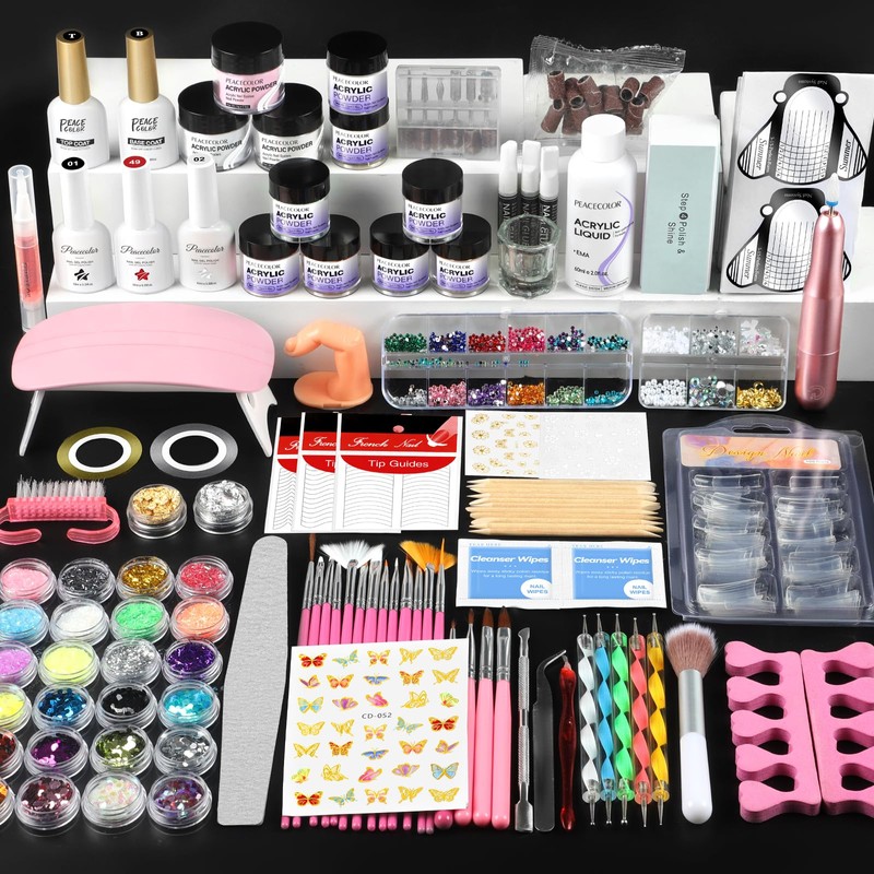 Acrylic Nail Kit for Beginners with Everything ,11 Colors Acrylic