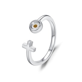 Kreuz Ring 925 Sterling Silber Verstellbarer Glaube Offener Ring Senfsamen Eingelegter Schmuck Minimalistischer Religiöser Schmuck Geburtstagsge Schenk