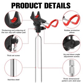 BIZOI Rod Holder Fishing Rod 360° Adjustable Holder for Fishing Rods, Pack of 2 Stainless Steel Fishing Rods, Stable Rod Rest Holder for Fishing for River Fishing, Beach Fishing, Lake, River