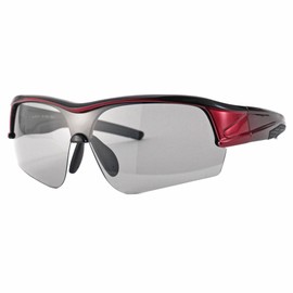 Afit AF-7006P Polarized Sunglasses, Men's, Sports, Golf, Running, Baseball, UV Protection, Black/Red (Polarized Light Smoke Lenses)