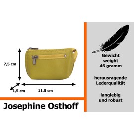 Josephine Osthoff MAXX Key Case Coin Pocket in Real Leather with Credit Card RFID Protection Double Stitching 1 Outer Pocket 1 Card Slot 1 Key Compartment with 2 Rings, citrus