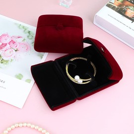 iSuperb Red Wine Velvet Bracelet Box Couple Proposal Jewelry Gift Box Engagement Ring Boxes Jewelry Display Storage for Wedding Christmas Anniversary(Bracelet box)
