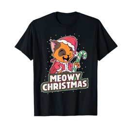 Meowy Christmas Alley Cat Lovers Xmas Santa Orange Tabby Cat T-Shirt