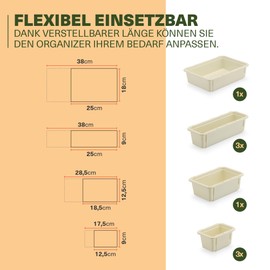 Viwares Minimax Organizer Set – 8-teiliges Schubladen Ordnungssystem aus Kunststoff – stapelbare Aufbewahrungsboxen für Schminke, Werkzeug, Büro, Kleinteile – Organizer für Haushalt & Werkstatt