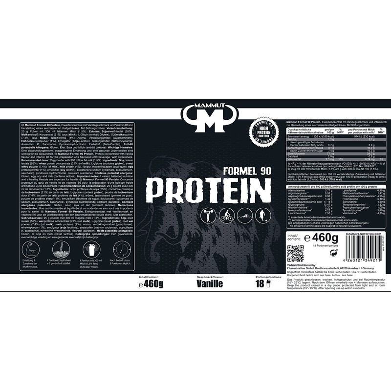 Mammut Nutrition Mammut Nutrition Formel 90 Proteinpulver Vanille – 460g