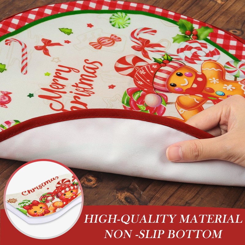 Arquiel Christmas Gingerbread Round Double-Layer Placemats, 14″, Set of 4