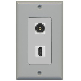 RiteAV - 1 Toslink Digital Audio Port and 1 HDMI Port Wall Plate Decorative - Gray - Bracket Included