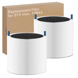 Blue Pure 511i Max Filter Replacement Compatible with Blueair 511i Max Air Purifier, Blue Pure F5MAX, H13 True HEPA & Activated Carbon Replacement Filter, 2 Pack