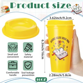 FillTouch 12 Pcs Book Lovers Gifts 16oz Book Themed Reusable Coffee Cups with Lids Plastic Book Club Gifts for Bookworms Readers Teacher Librarians Women Christmas Gifts