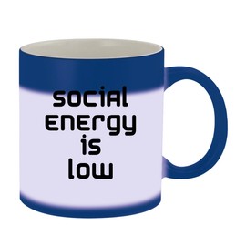 Molandra Products Social Energy is Low - 11oz Ceramic Color Changing Mug, Blue