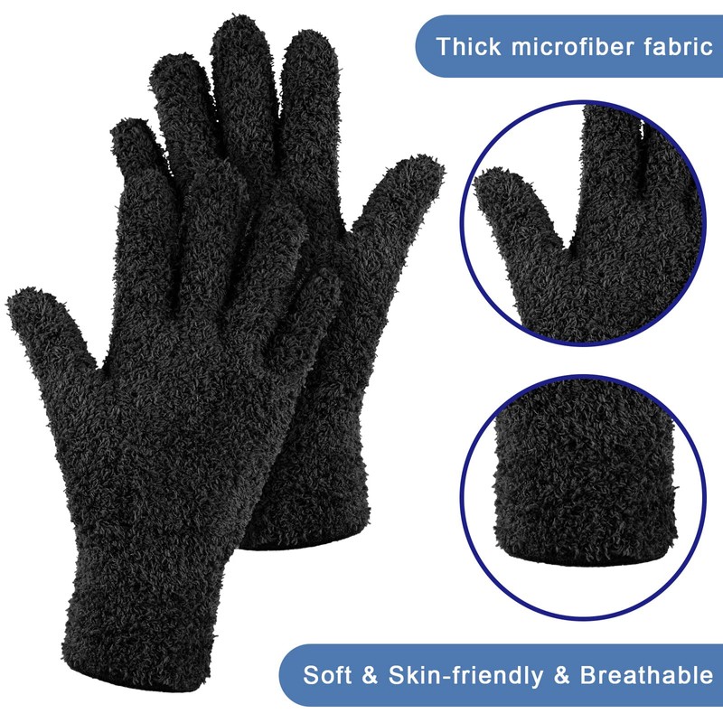 Bencailor 6 Pairs Microfiber Dusting Gloves, Dusting Cleaning Gloves Microfiber