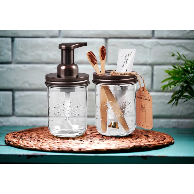SheeChung Mason Jar Toothbrush Holders, Bathroom Accessories, Bathroom Essentials, Bathroom