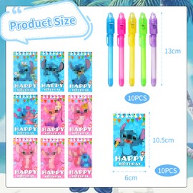 UV Pen and Stitch Notebook Set, 20 Pieces Stitch Party Bags Children's Birthday Party Favours, Stitch Party Bag Set, Advent Calendar and Small Gifts for Children, Stitch Birthday Decoration