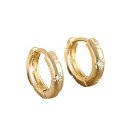 VGRDTW 1 Pair 14mm Women's Gold Hoops Earrings - Round Copper Jewelry with Safety Earrings, Small Ring Earring Set, Lightweight Women's Jewelry Gift Suitable for Daily Wear and Special Occasions