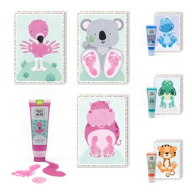 Miniwerk Organic Baby Imprint Set Pink 0-1.5 Years for Baby Handprint and Footprint Reminder - Decoration for Baby & Toddler Room - Milestone Cards - Imprint Baby Hand and Foot Set