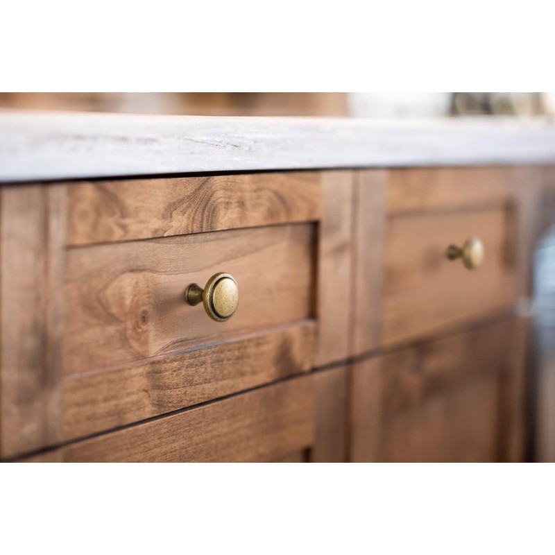 Goo-Ki 6 Pack Antique Brass Cabinet Drawer Knob Kitchen Hardware