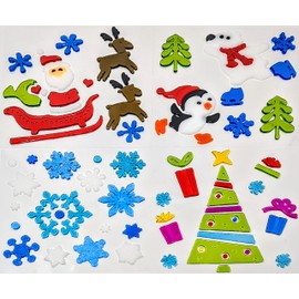 Christmas Window Stickers, 4 Sheets, Christmas Gel Clings - Decorations
