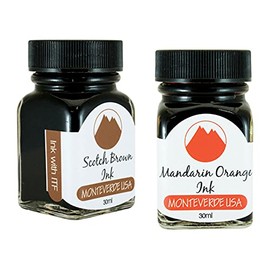Monteverde 60ml Core Fountain Pen Ink Bottle (30ml Scotch Brown Ink Bottle G309SB, 30ml Mandarin Orange Ink Bottle G309MO)