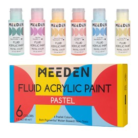 MEEDEN Pastel Fluid Acrylic Paint: 6 x 60 ml Pouring High Flow Art Paints - Non Toxic Acrylic Paint for Canvas, Paper, Rocks, Wood and More
