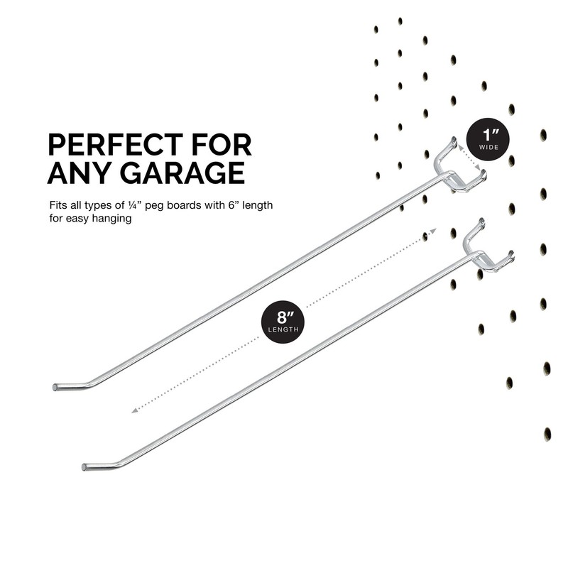 Neiko 53104A 8” Pegboard Hook Organizer Kit, 50 Pack, Hanging