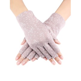 Maxdot 1 Pair Women Sunblock Fingerless Gloves UV Protection Driving Gloves Summer Mitten Non Slip for Outdoor Cycling Manicures (Dark Purple)