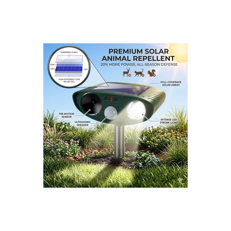 2026 Sonic Fortress Pro Deer Repellent,Cat Deterrent Squirrel Rabbit Racoon