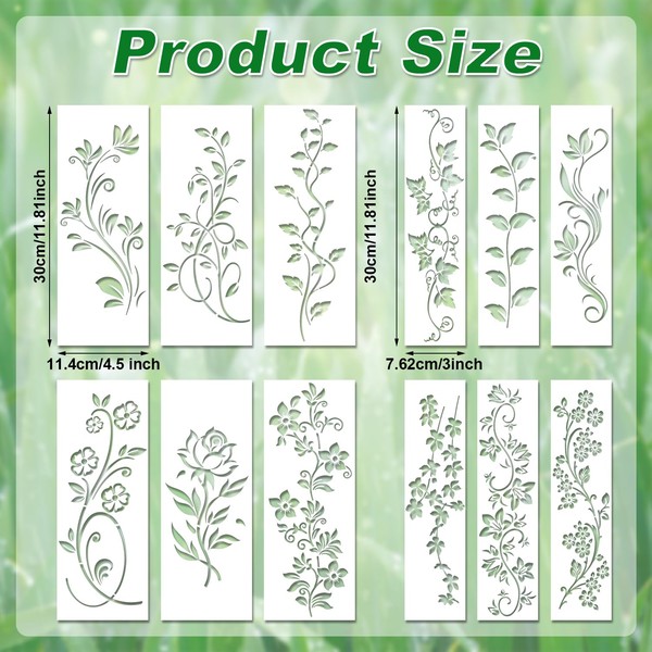 Gosknor 12pcs Leaf Vine Stencils, Leaves & Flower Stencil Reusable