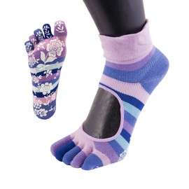 TOETOE - YOGA&PILATES - Anti-Slip Sole Serene Ankle Toe Socks (UK 6-8.5 | EU 40-43, Pink)