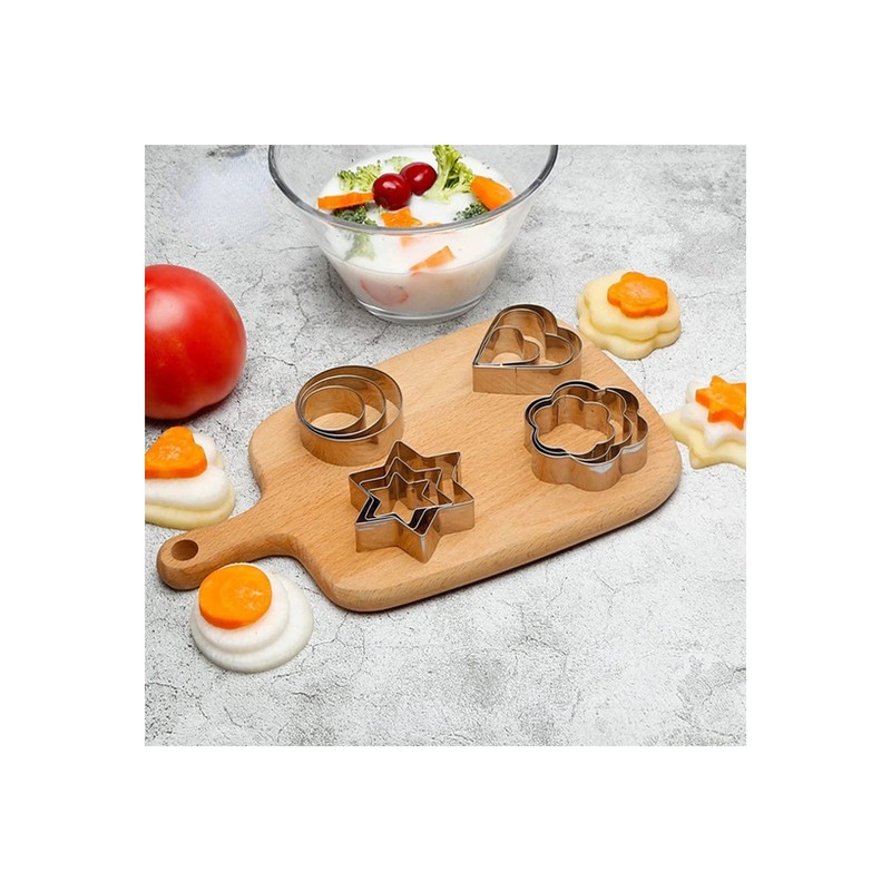 12 Piece Stainless Steel Cookie Cutter Set - Hearts, Stars,