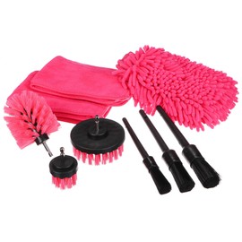SIXTOL CAR DETAILING PINK 9 | 9-Piece Multifunctional Car Cleaning and Washing Tool Set | Interior & Exterior Cleaning | Practical Storage Bag