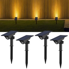 4 Pack Solar Power Spot Lights Outdoor Waterproof LED Dusk to Dawn Landscape Spotlight for Outside Yard, Tree, Flag, Plants, Fountain, Statues, 2 Modes, 18 Hours Accent Ambient Lighting (Warm Light)
