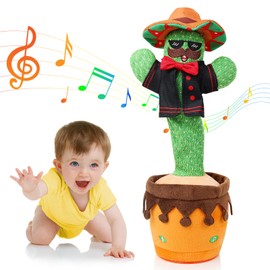 Edencomer Singing Dancing Cactus Toy Record and Repeat, Talking Cactus Gifts for Kids, Funny Interactive Toy for Home Decoration, Mustache Cactus