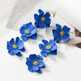 TOFBS Earrings Women Girls Flower Drop Long Matte Metal Earrings Boho Vintage Petal Earrings Fashion Jewellery Gifts Accessories, ✰