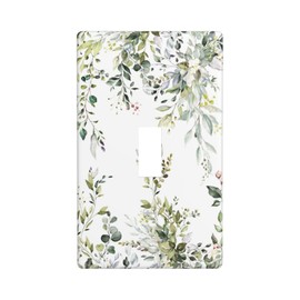 Watercolor Green Eucalyptus Leaves Flower Floral Spring Botanical Plant Decor Print Light Switch Plate Cover Plastic Wall Plates (Single Gang Toggle Switch)