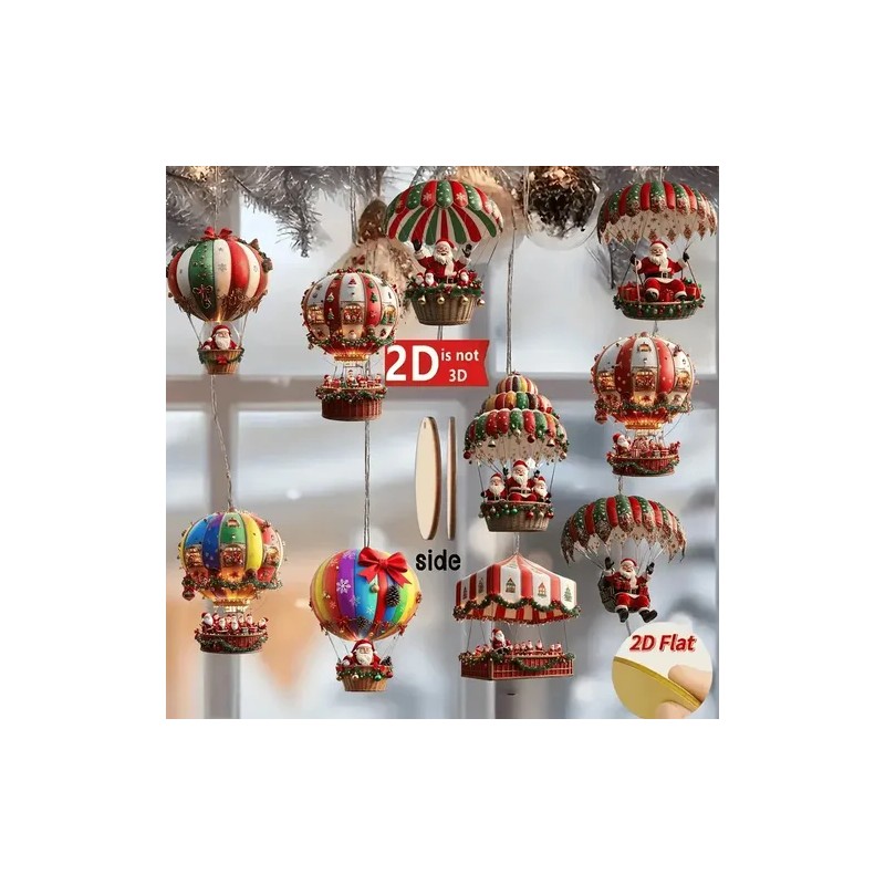 10 Bales De Ar Quente De Natal De Madeira 2d