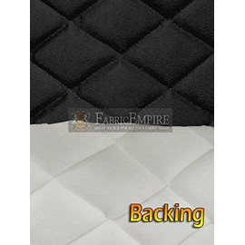 Micro Fiber Passion Suede Fabric Diamond 2" x 3" Quilted Foam Backing Upholstery 52" Wide Sold by The Yard (BLACK)