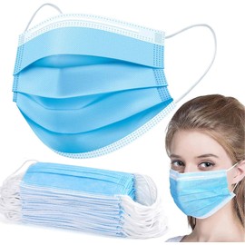 Aspect 100 Disposable Face Masks, 3 Ply Earloop Face Mask, Breathable Triple Layer Mouth Cover with Elastic Ear loops, Suitable for Home, School, Office and Outdoors - Blue 100 pcs