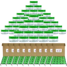 (Quantity: 600 Pieces) Beauticom 10G/10ML Round Clear Jars with GREEN Lids for Scrubs, Oils, Salves, Creams, Lotions, Liquid, Powder, Glitter, Sample Products - BPA Free