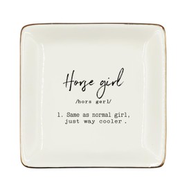 WODMIS Horse Girl Gifts Ceramic Jewelry Tray Dish, Horse Lovers Horse Rider Gifts Jewelry Plate Ring Trinket Dish, Horse Lover Western Cowgirl Gifts for Women Teen Girls Cowgirl Equestrian Gifts 295
