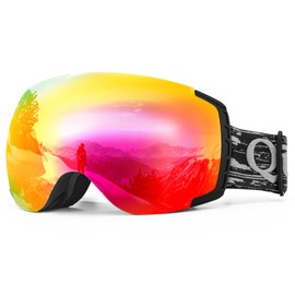 Qunature Ski Goggles OTG Snow Goggles Spherical Dual Lens with UV400 Protection Snowboard Goggles Anti-Fog Windproof for Men Women Ski Glasses Skiing Skating Snowmobiles